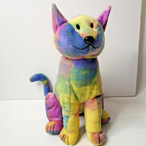 Raining Cats And Dogs Plush Tie Dye‎ Sitting Cat Stuffed Animal Toy ASPCA 15"